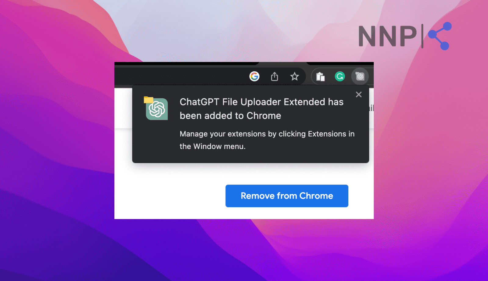 ChatGPT Uploader Extended extension added to Chrome