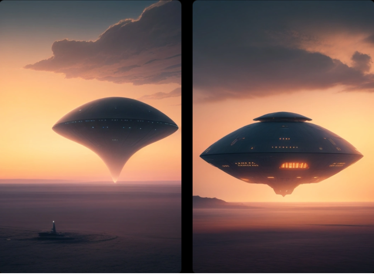 alien ship on the horizon