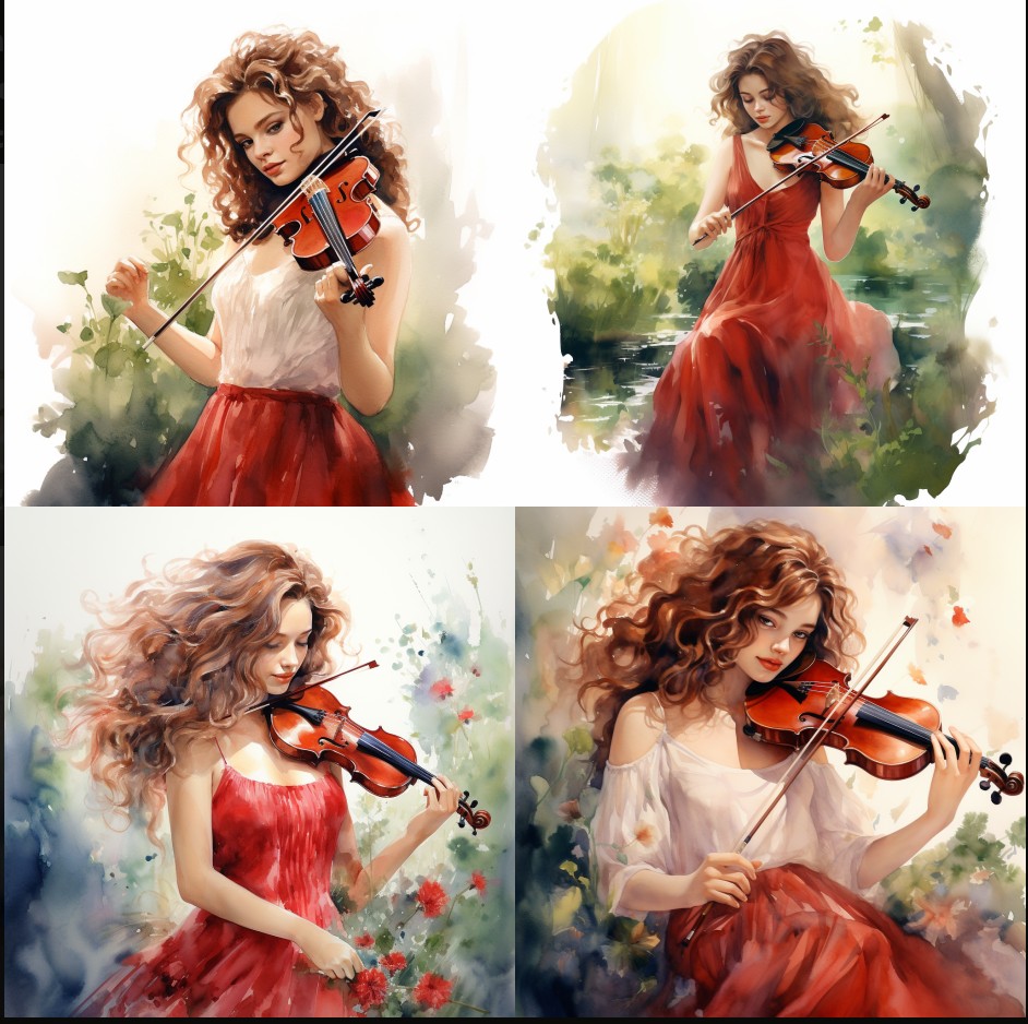 ai girl playing violin 