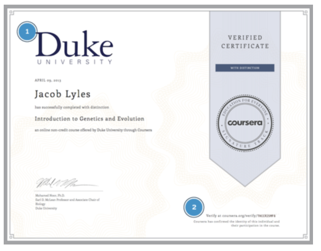 Coursera verified certificate example