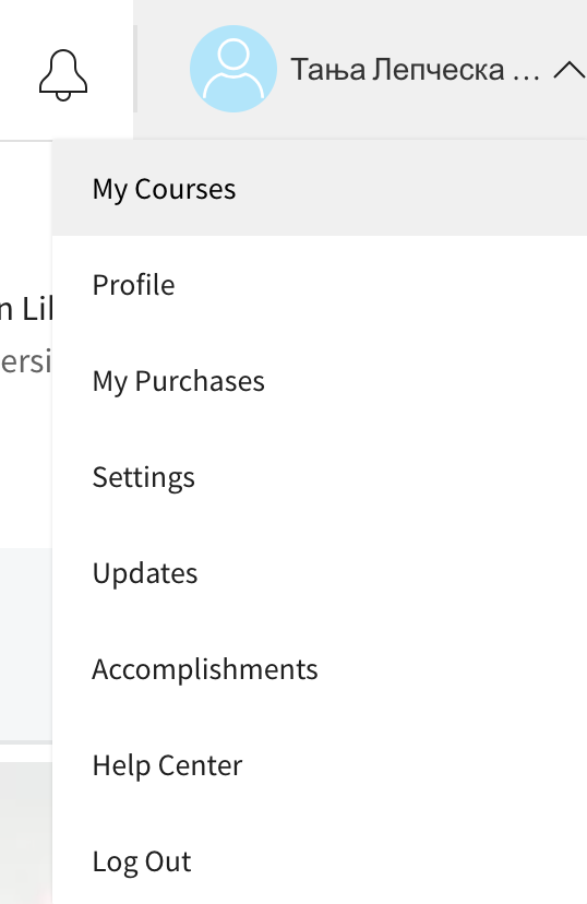 Coursera account options