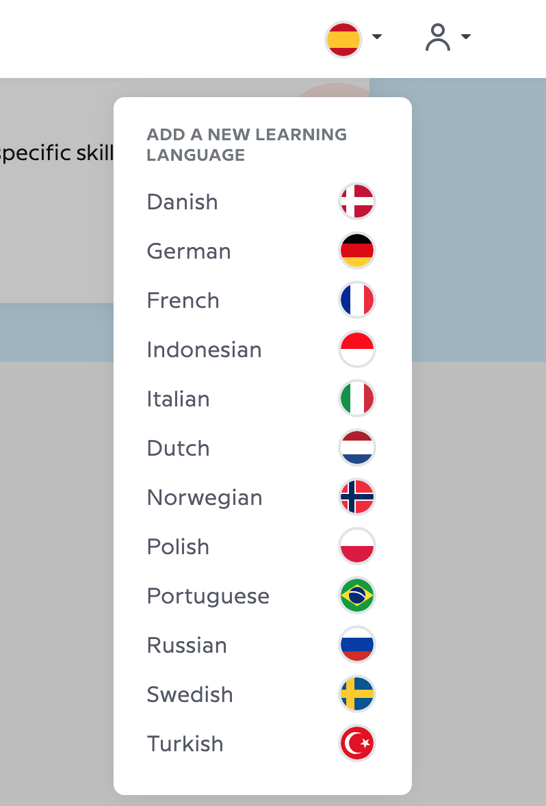 Click the flag icon and choose a language