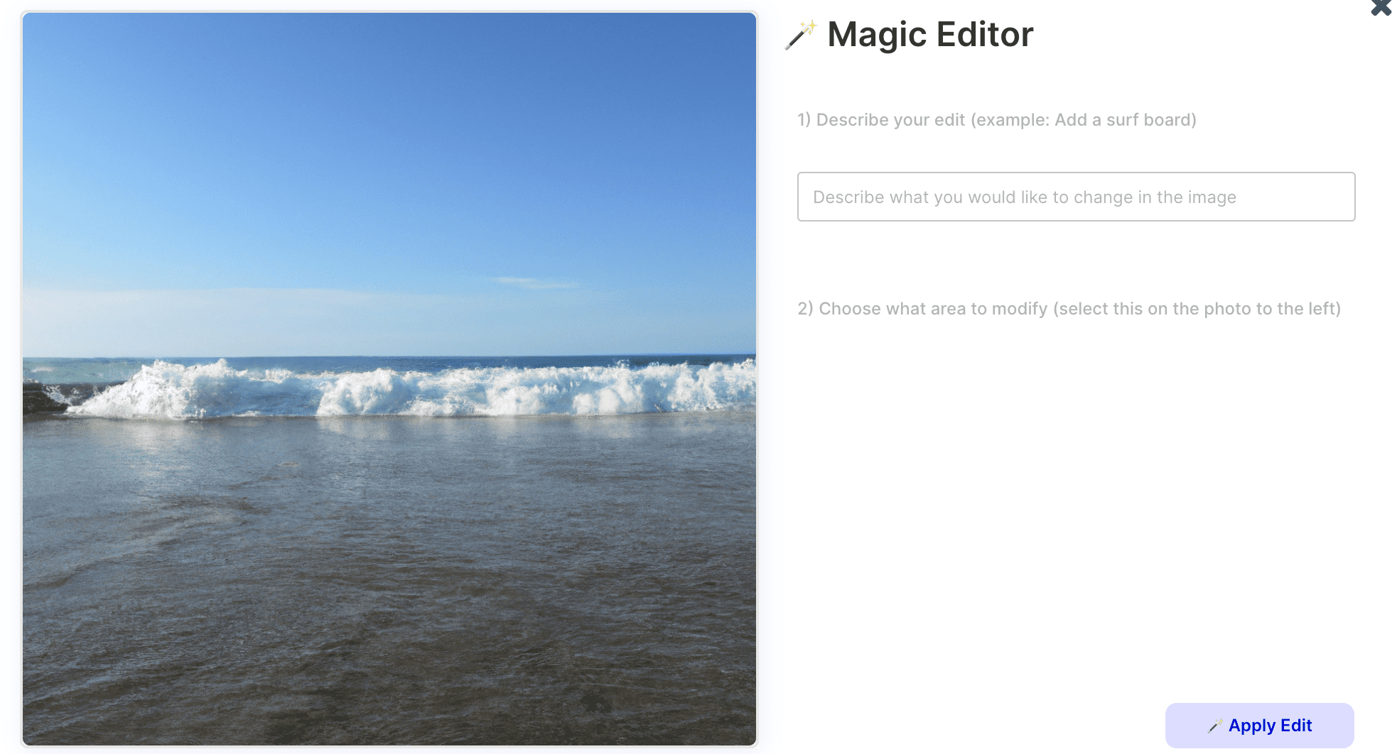 Artiphoria AI magic editor options