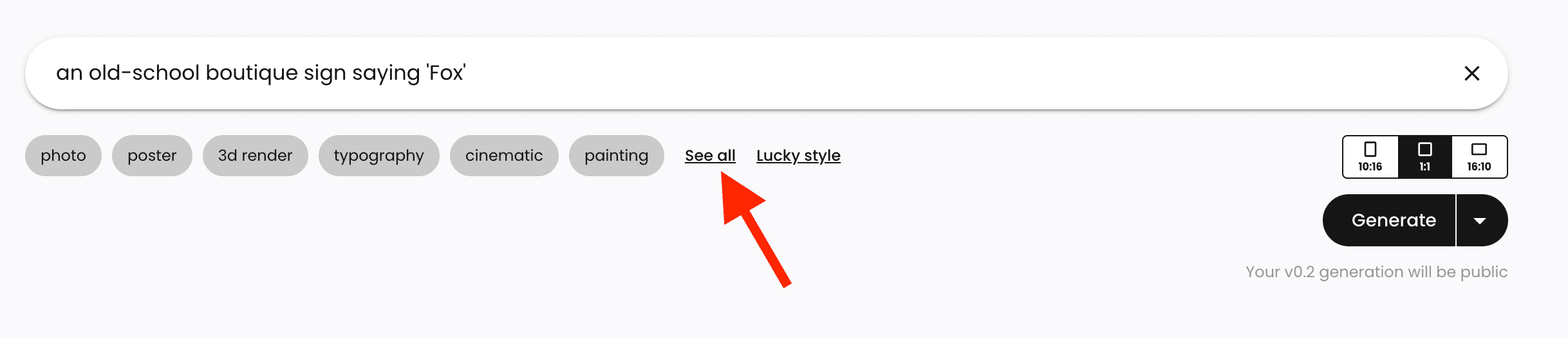Click on the ‘See all’ button to expand the list and see all styles.