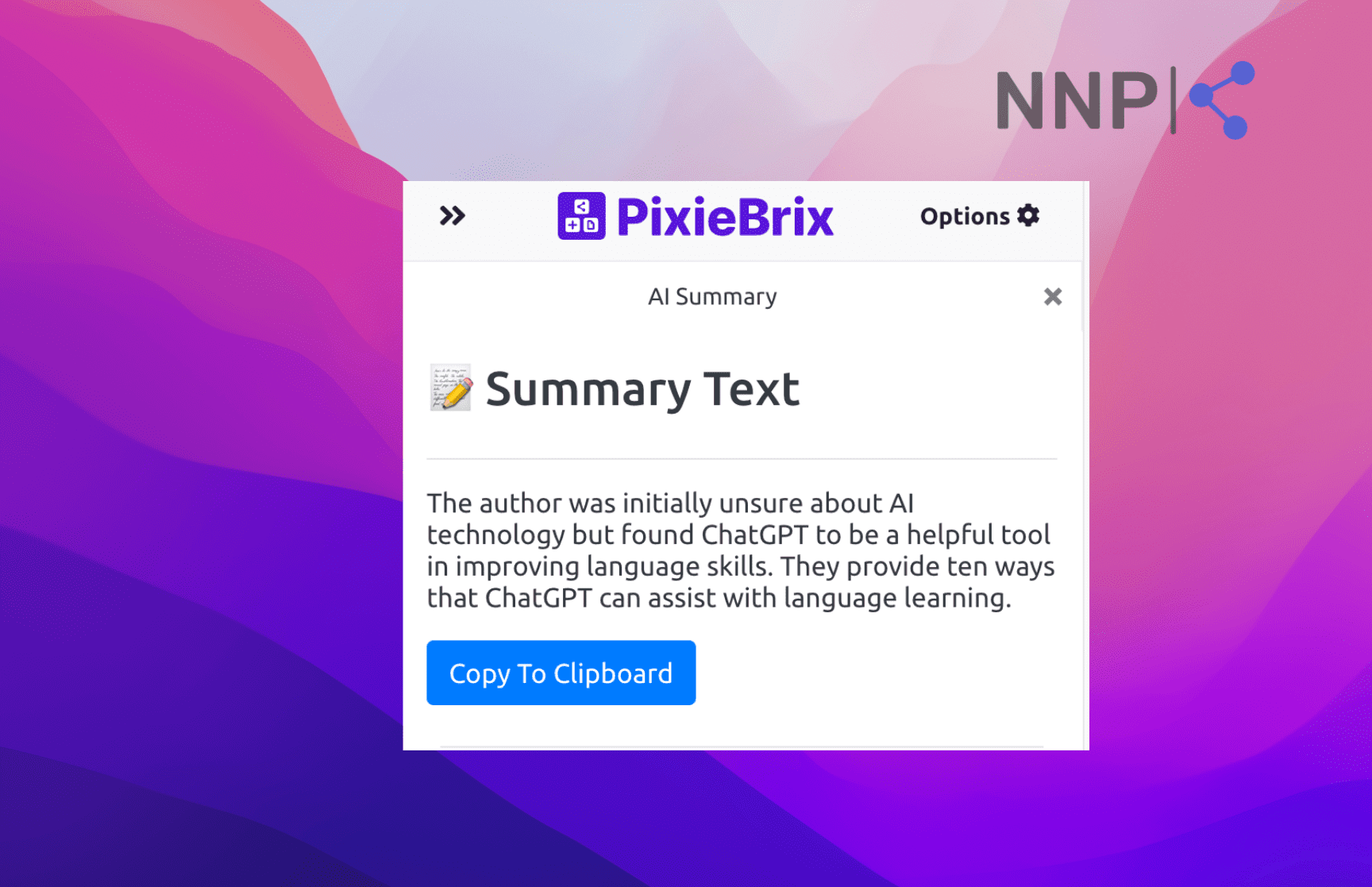 Text summary with PixieBrix