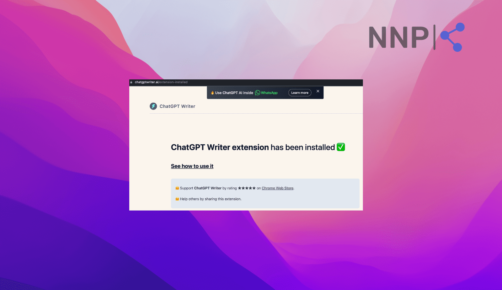 ChatGPT Writer extension installed